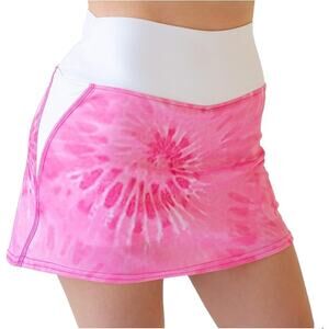 Faye + Florie Jean Tennis Skirt/ Skort, Pink Sunburst, Built in Shorts, Sz M